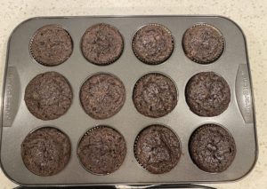 Chocolate-Zucchini Muffins in tin